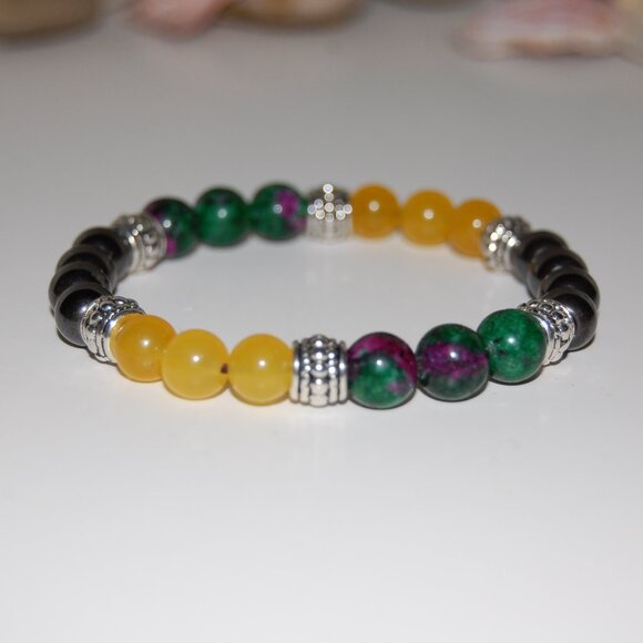 Gemstone Bracelet,Multicolor Stone Beads,Magnetic Beads - Picture 2 of 3